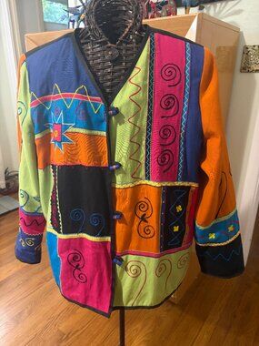 INDIGO MOON JACKET - MULTICOLOR EMBROIDERED